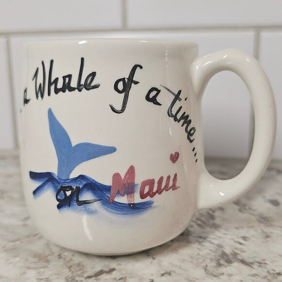 Vintage MAUI HAWAII Souvenir Mug Whale Hand Painted Pots 'N Stuff‎ Coffee Cup - Picture 3 of 9